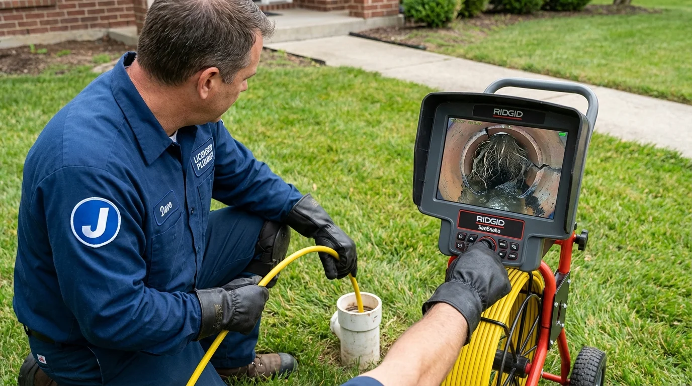 Sewer camera inspection being performed by Johns Plumbing LLC in East Windsor
